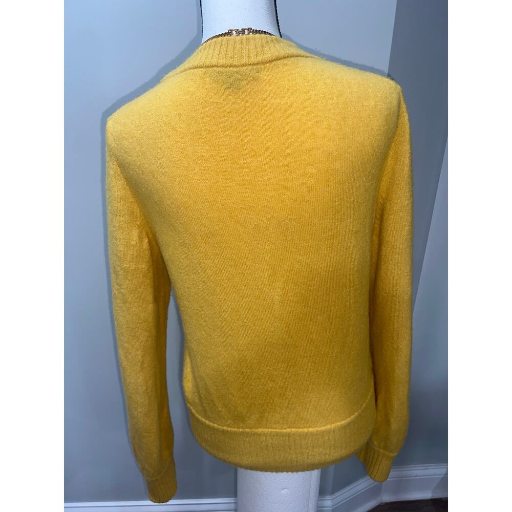 J.Crew Mustard Yellow Sweater Women Size M Merino Wool Blend Crewneck Soft Cozy - Picture 5 of 11